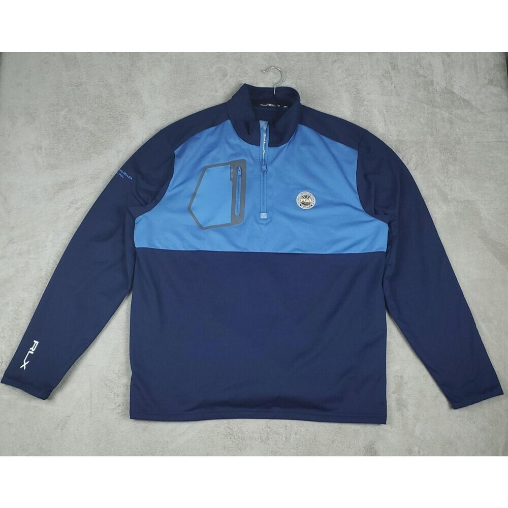 RLX Ralph Lauren Pullover Mens XL Blue PGA Golf Performance Stretch 1/4 Zip